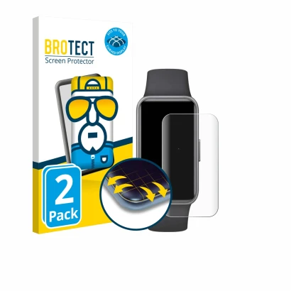 Parte frontale di una confezione del prodotto con il logo del marchio BROTECT. Accanto è raffigurato il dispositivo Huawei Ban