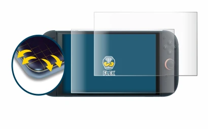 Immagine del dispositivo Nintendo Switch 2 con un'ampia varietà di protezioni per lo schermo.