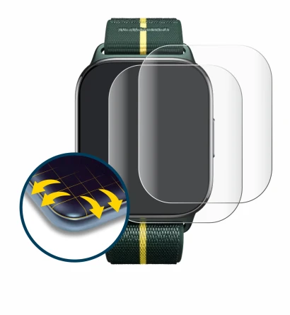 Immagine del dispositivo Motorola Moto watch fit con un'ampia varietà di protezioni per lo schermo.