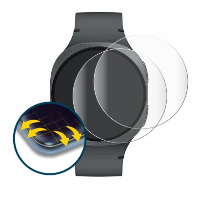 Immagine del dispositivo Samsung Galaxy Watch 8 (40 mm) con un'ampia varietà di protezioni per lo schermo.