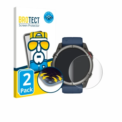 Parte frontale di una confezione del prodotto con il logo del marchio BROTECT. Accanto è raffigurato il dispositivo Garmin qua