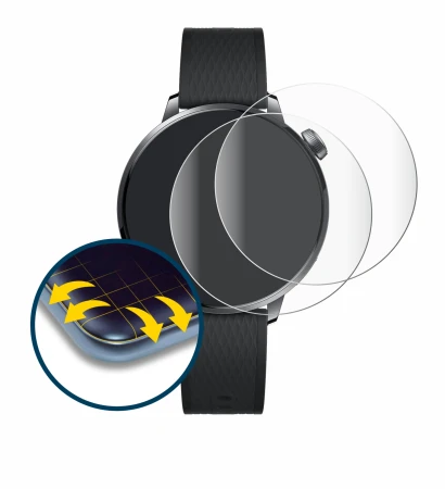 Immagine del dispositivo OnePlus Watch 3 (43 mm) con un'ampia varietà di protezioni per lo schermo.
