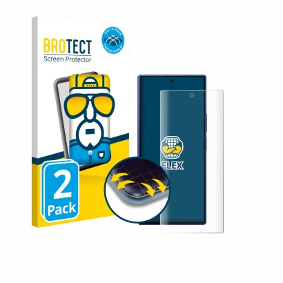 Parte frontale di una confezione del prodotto con il logo del marchio BROTECT. Accanto è raffigurato il dispositivo Samsung Ga