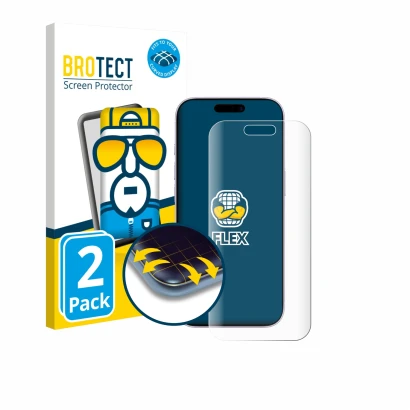 Parte frontale di una confezione del prodotto con il logo del marchio BROTECT. Accanto è raffigurato il dispositivo Apple iPho