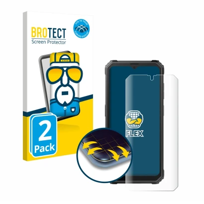Parte frontale di una confezione del prodotto con il logo del marchio BROTECT. Accanto è raffigurato il dispositivo Blackview
