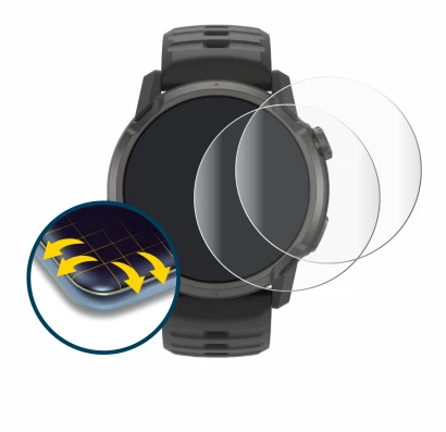 Immagine del dispositivo Coros Apex 4 (42 mm) con un'ampia varietà di protezioni per lo schermo.