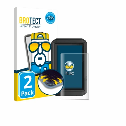 Parte frontale di una confezione del prodotto con il logo del marchio BROTECT. Accanto è raffigurato il dispositivo Garmin eTr