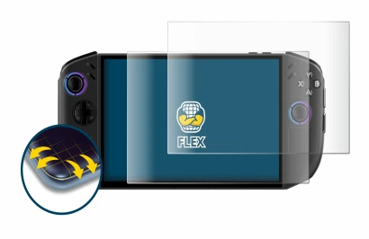 Immagine del dispositivo Lenovo Legion Go Gen 2 con un'ampia varietà di protezioni per lo schermo.