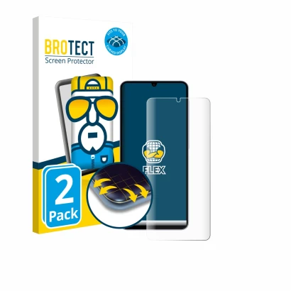 Parte frontale di una confezione del prodotto con il logo del marchio BROTECT. Accanto è raffigurato il dispositivo Samsung Ga