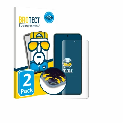 Parte frontale di una confezione del prodotto con il logo del marchio BROTECT. Accanto è raffigurato il dispositivo Xiaomi Red