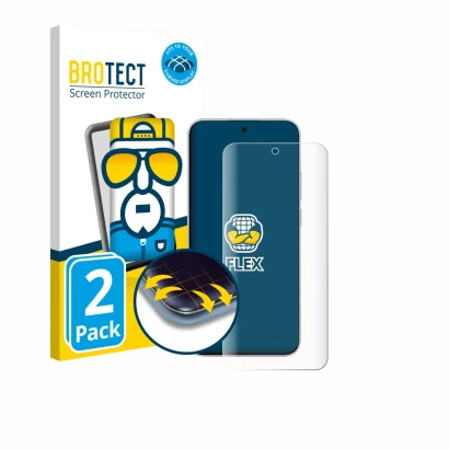 Parte frontale di una confezione del prodotto con il logo del marchio BROTECT. Accanto è raffigurato il dispositivo Xiaomi Red