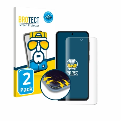 Parte frontale di una confezione del prodotto con il logo del marchio BROTECT. Accanto è raffigurato il dispositivo Samsung Ga