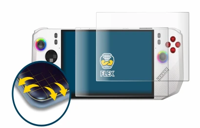 Immagine del dispositivo MSI Claw A8 BZ2EM con un'ampia varietà di protezioni per lo schermo.