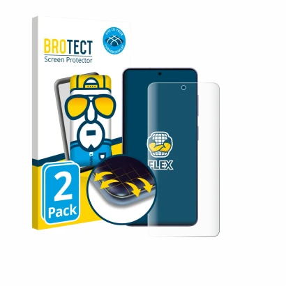 Parte frontale di una confezione del prodotto con il logo del marchio BROTECT. Accanto è raffigurato il dispositivo Samsung Ga
