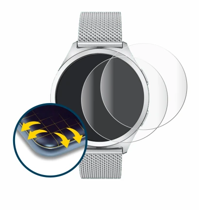 Immagine del dispositivo NONGAMX Smartwatch 1.27" con un'ampia varietà di protezioni per lo schermo.