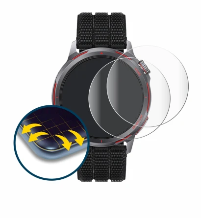 Immagine del dispositivo Huawei Watch GT Runner 2 con un'ampia varietà di protezioni per lo schermo.