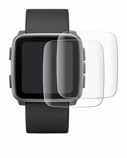 Immagine del dispositivo Pebble Time 2 2026 con un'ampia varietà di protezioni per lo schermo.