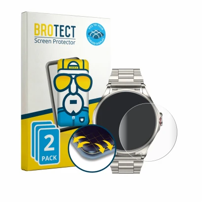 Parte frontale di una confezione del prodotto con il logo del marchio BROTECT. Accanto è raffigurato il dispositivo Huawei Wat