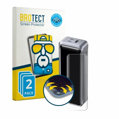 Parte frontale di una confezione del prodotto con il logo del marchio BROTECT. Accanto è raffigurato il dispositivo Anker Prim