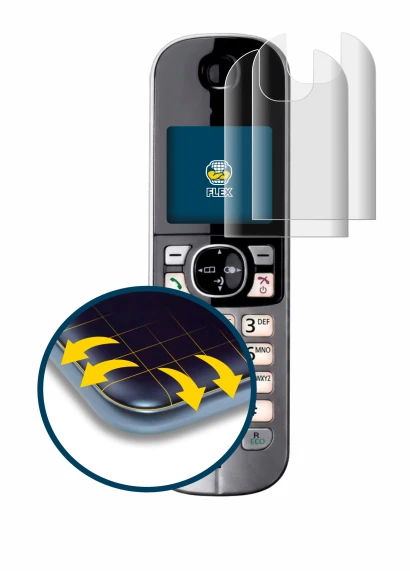 Immagine del dispositivo Panasonic KX-TG6821 con un'ampia varietà di protezioni per lo schermo.