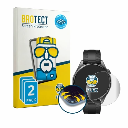 Parte frontale di una confezione del prodotto con il logo del marchio BROTECT. Accanto è raffigurato il dispositivo Huawei Wat