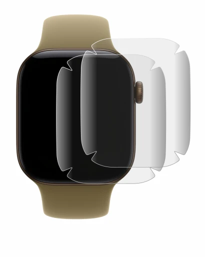 Immagine del dispositivo Apple Watch Series 12 (42 mm) con un'ampia varietà di protezioni per lo schermo.