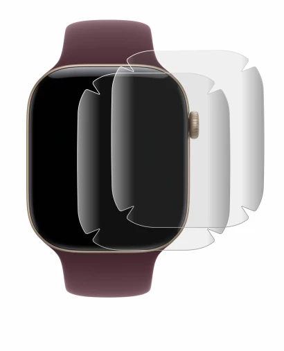Immagine del dispositivo Apple Watch Series 12 (46 mm) con un'ampia varietà di protezioni per lo schermo.