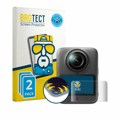 Parte frontale di una confezione del prodotto con il logo del marchio BROTECT. Accanto è raffigurato il dispositivo DJI Osmo 3