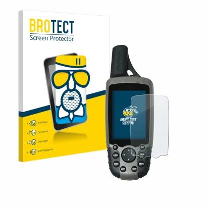 Parte frontale di una confezione del prodotto con il logo del marchio BROTECT. Accanto è raffigurato il dispositivo Garmin GPS