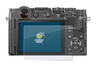 Immagine del dispositivo Olympus PEN-F con un'ampia varietà di protezioni per lo schermo.