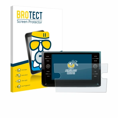 Parte frontale di una confezione del prodotto con il logo del marchio BROTECT. Accanto è raffigurato il dispositivo Volkswagen