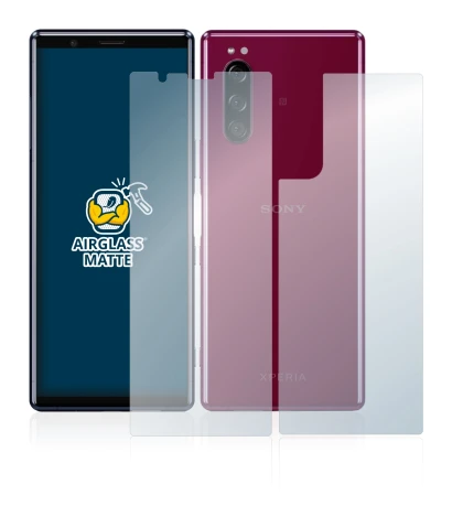 Immagine del dispositivo Sony Xperia 5 (Fronte+Retro) con un'ampia varietà di protezioni per lo schermo.