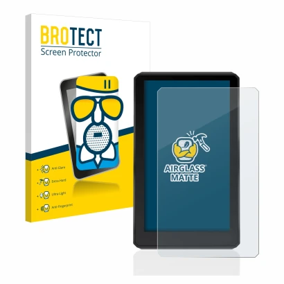 Parte frontale di una confezione del prodotto con il logo del marchio BROTECT. Accanto è raffigurato il dispositivo Garmin zum