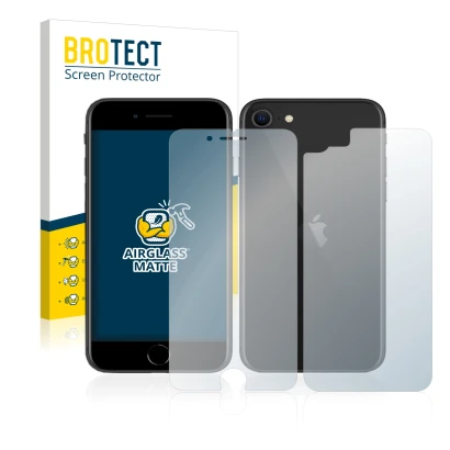 Parte frontale di una confezione del prodotto con il logo del marchio BROTECT. Accanto è raffigurato il dispositivo Apple iPho