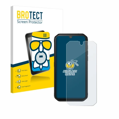 Parte frontale di una confezione del prodotto con il logo del marchio BROTECT. Accanto è raffigurato il dispositivo Blackview