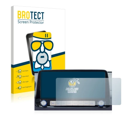 Parte frontale di una confezione del prodotto con il logo del marchio BROTECT. Accanto è raffigurato il dispositivo Hyundai Ko