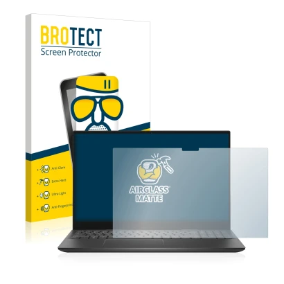 Parte frontale di una confezione del prodotto con il logo del marchio BROTECT. Accanto è raffigurato il dispositivo Dell Inspi