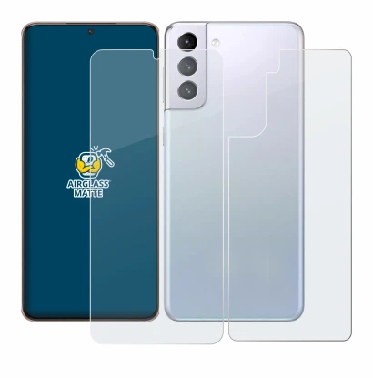 Immagine del dispositivo Samsung Galaxy S21 Plus 5G (Fronte+Retro) con un'ampia varietà di protezioni per lo schermo.