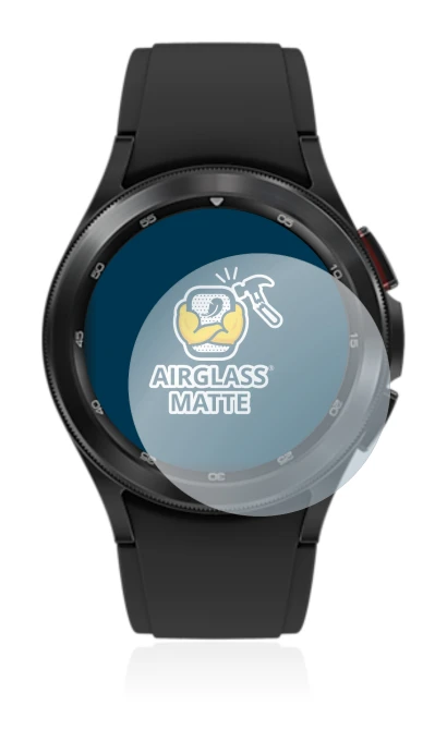 Immagine del dispositivo Samsung Galaxy Watch 4 Classic (42mm) con un'ampia varietà di protezioni per lo schermo.
