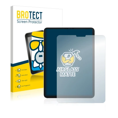 Parte frontale di una confezione del prodotto con il logo del marchio BROTECT. Accanto è raffigurato il dispositivo Apple iPad