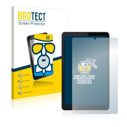 Parte frontale di una confezione del prodotto con il logo del marchio BROTECT. Accanto è raffigurato il dispositivo Lenovo Tab