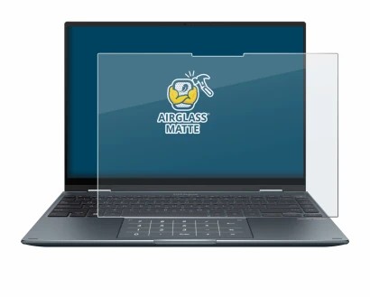 Immagine del dispositivo ASUS ZenBook 14 Flip OLED con un'ampia varietà di protezioni per lo schermo.