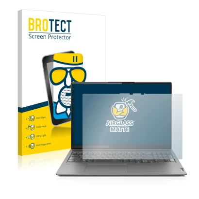 Parte frontale di una confezione del prodotto con il logo del marchio BROTECT. Accanto è raffigurato il dispositivo Lenovo Yog