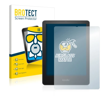 Parte frontale di una confezione del prodotto con il logo del marchio BROTECT. Accanto è raffigurato il dispositivo Amazon Kin