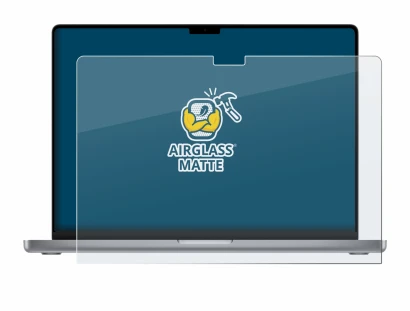 Immagine del dispositivo Apple MacBook Pro 16" 2021 con un'ampia varietà di protezioni per lo schermo.