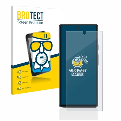 Parte frontale di una confezione del prodotto con il logo del marchio BROTECT. Accanto è raffigurato il dispositivo Google Pix