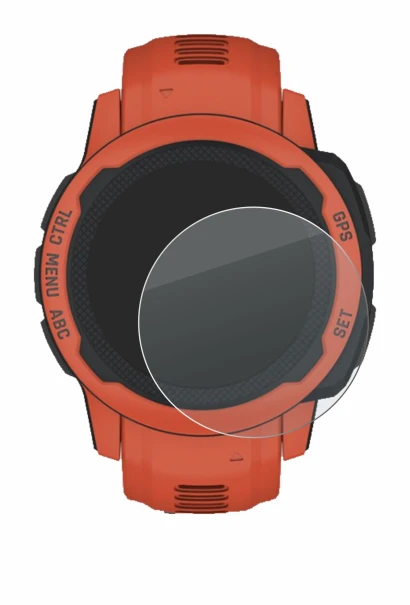 Immagine del dispositivo Garmin Instinct 2S con un'ampia varietà di protezioni per lo schermo.