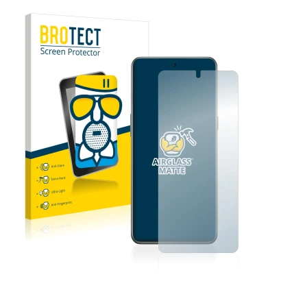 Parte frontale di una confezione del prodotto con il logo del marchio BROTECT. Accanto è raffigurato il dispositivo OnePlus 10