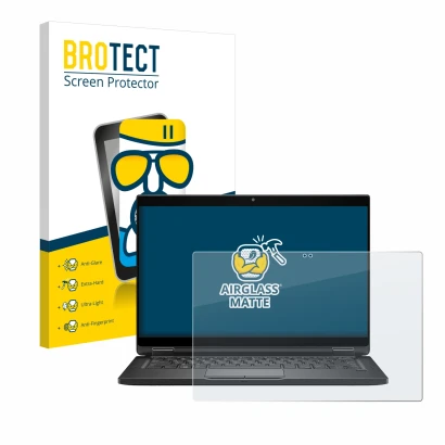 Parte frontale di una confezione del prodotto con il logo del marchio BROTECT. Accanto è raffigurato il dispositivo Dell Latit