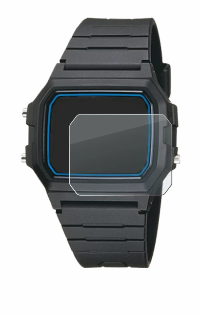 Immagine del dispositivo Casio F-105W-1AWYEF con un'ampia varietà di protezioni per lo schermo.